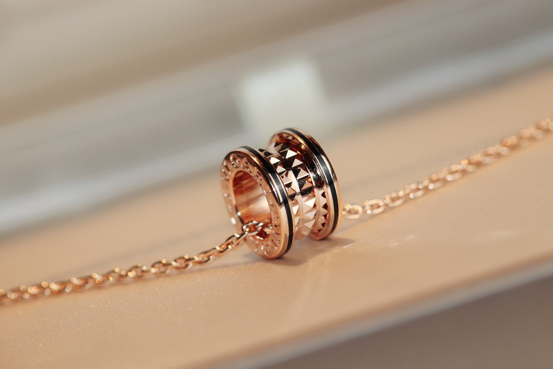 [Eterna Jewels]ZERO 1 ROCK PEDANT PINK GOLD BLACK NECKLACE