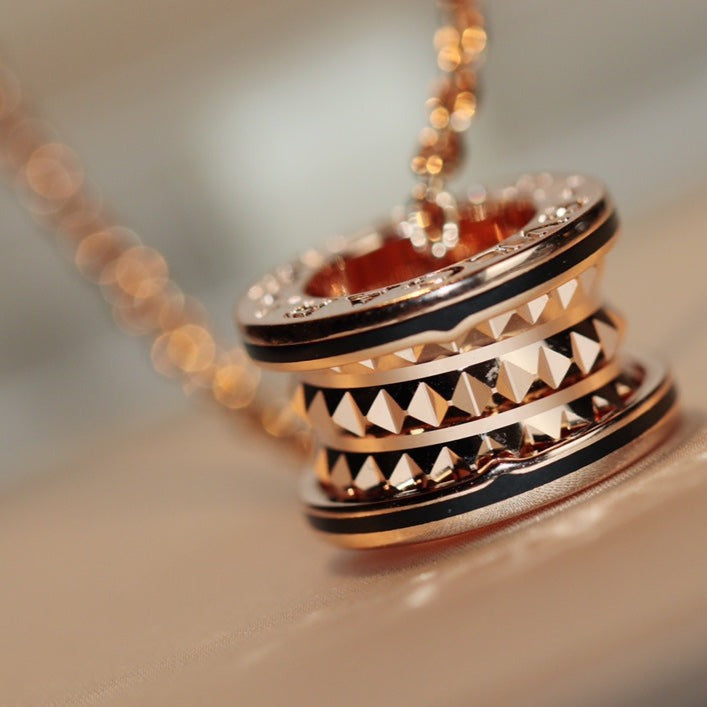 [Eterna Jewels]ZERO 1 ROCK PEDANT PINK GOLD BLACK NECKLACE