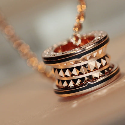 [Eterna Jewels]ZERO 1 ROCK PEDANT PINK GOLD BLACK NECKLACE