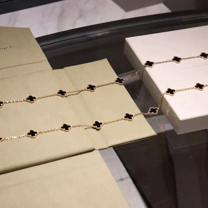 [Eterna Jewels]CLOVER 20 MOTIFS ONYX NECKLACE