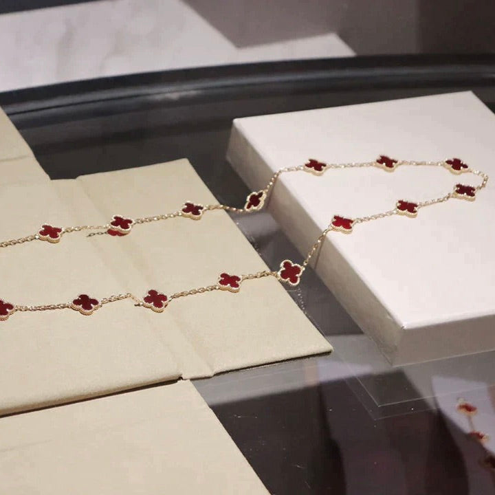 [Eterna Jewels]CLOVER 20 MOTIFS CARNELIAN NECKLACE