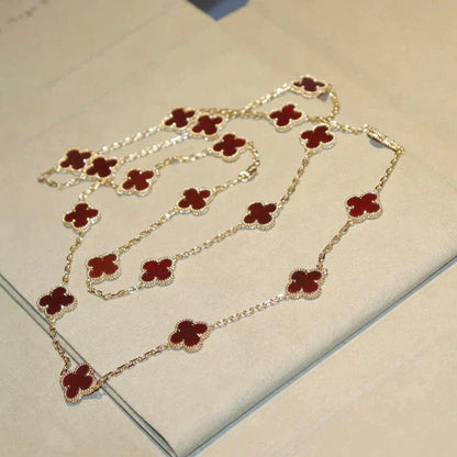 [Eterna Jewels]CLOVER 20 MOTIFS CARNELIAN NECKLACE