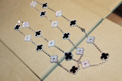 [Eterna Jewels]CLOVER 20 MOTIFS ONYX DIAMOND SILVER