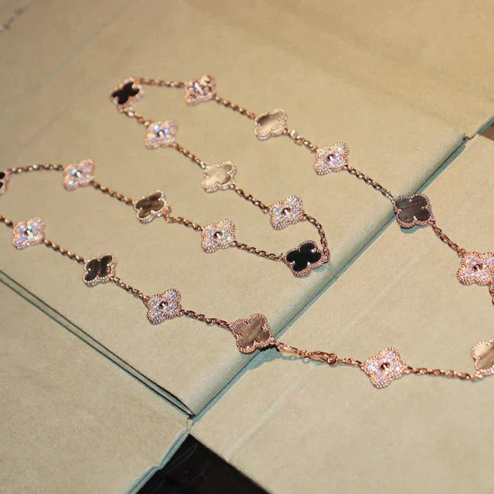 [Eterna Jewels]CLOVER 20 MOTIFS DARK MOP DIAMOND  NECKLACE