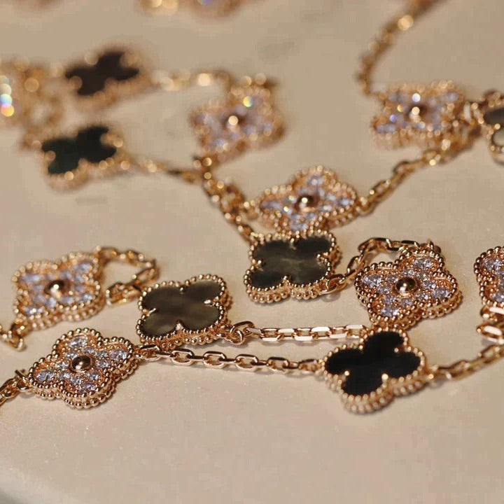 [Eterna Jewels]CLOVER 20 MOTIFS DARK MOP DIAMOND  NECKLACE