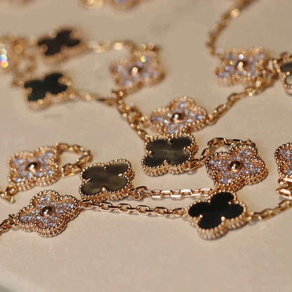 [Eterna Jewels]CLOVER 20 MOTIFS DARK MOP DIAMOND  NECKLACE