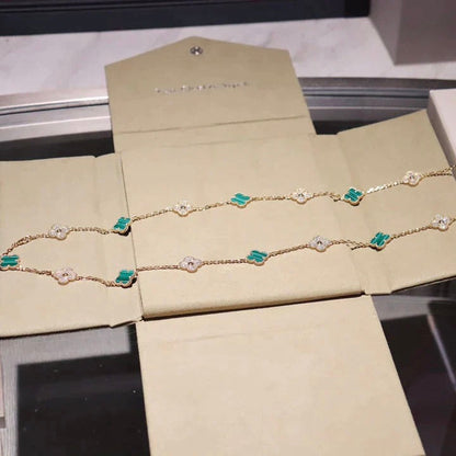 [Eterna Jewels]CLOVER 20 MOTIFS MALACHITE DIAMOND NECKLACE