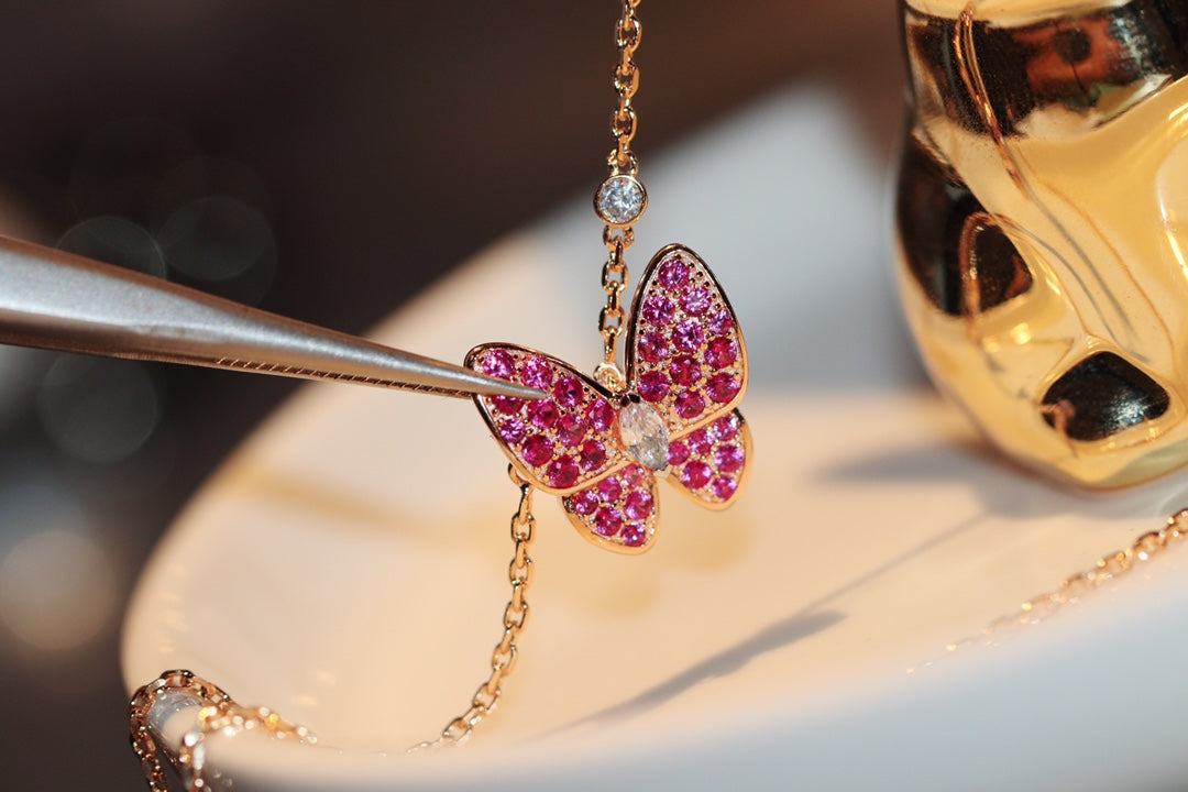 [Eterna Jewels]BUTTERFLY RED DIAMOND ROSE GOLD NECKLACE
