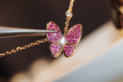 [Eterna Jewels]BUTTERFLY RED DIAMOND ROSE GOLD NECKLACE