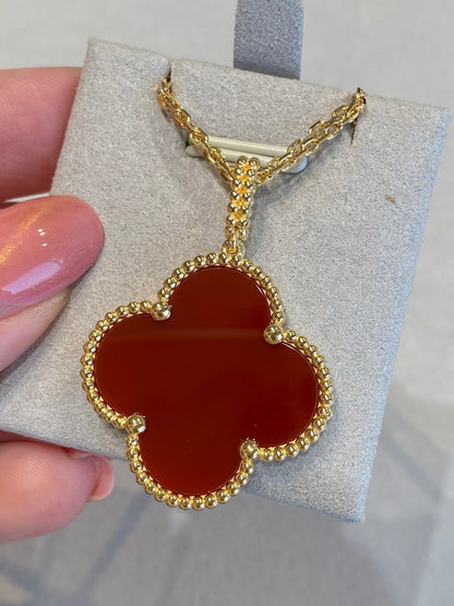 [Eterna Jewels]CLOVER 25MM NECKLACE GOLD CARNELIAN