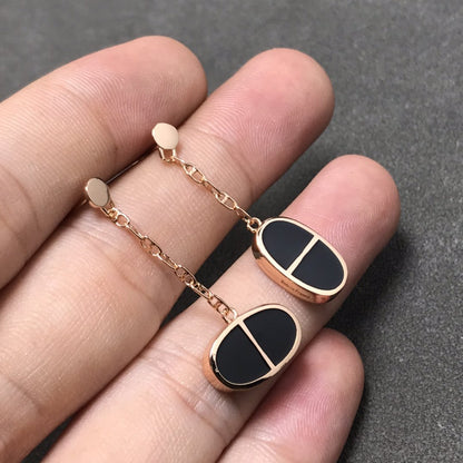 [Eterna Jewels]CHAINE VERSO BLACK CERAMIC SILVER EARRINGS