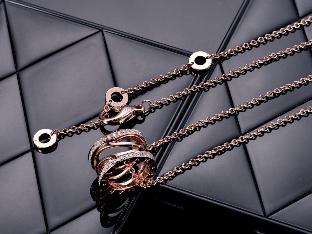[Eterna Jewels]ZERO 1 PINK GOLD DIAMOND OPEN NECKLACE