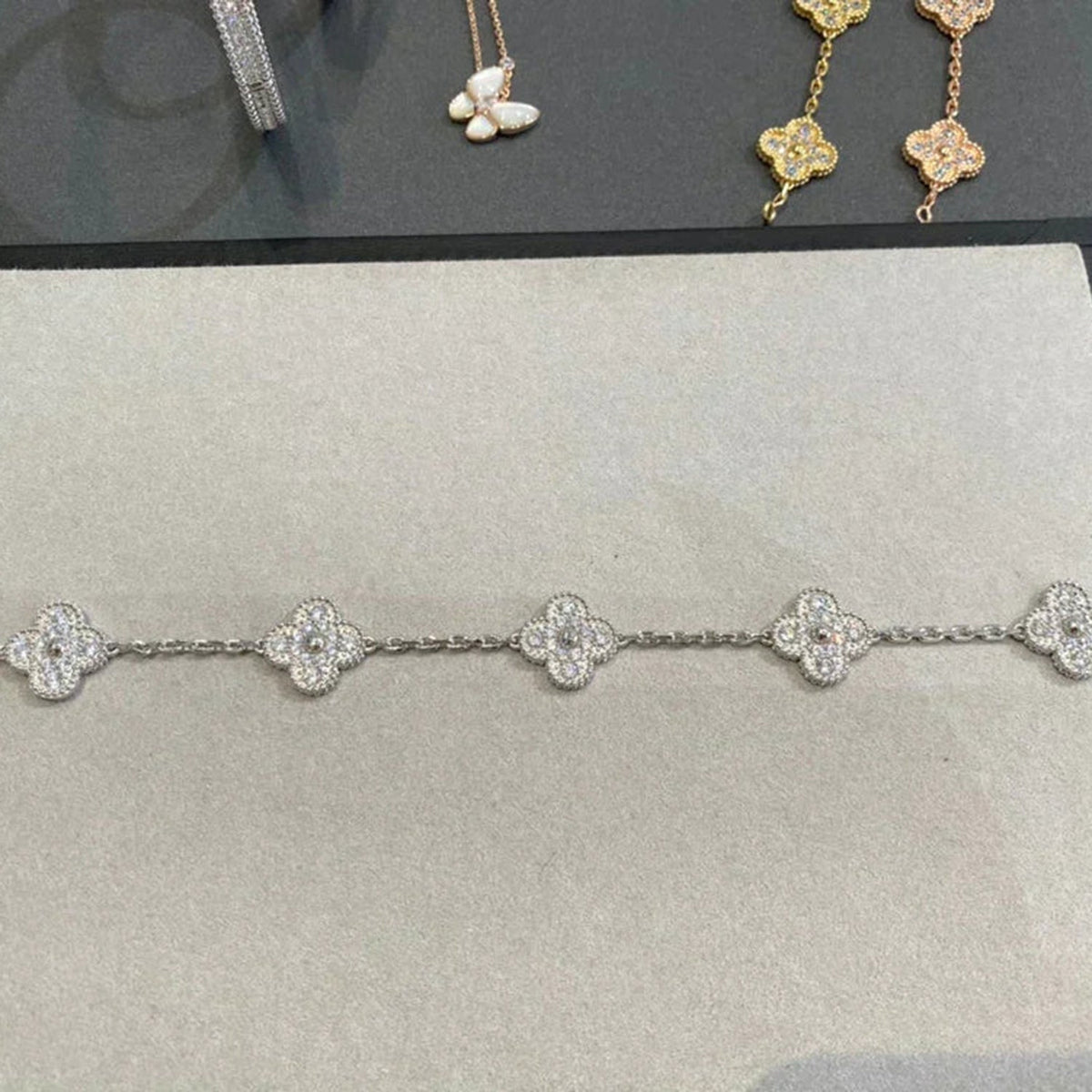 [Eterna  Jewelry] CLOVER 5 MOTIF FULL DIAMOND BRACELET COLLECTION