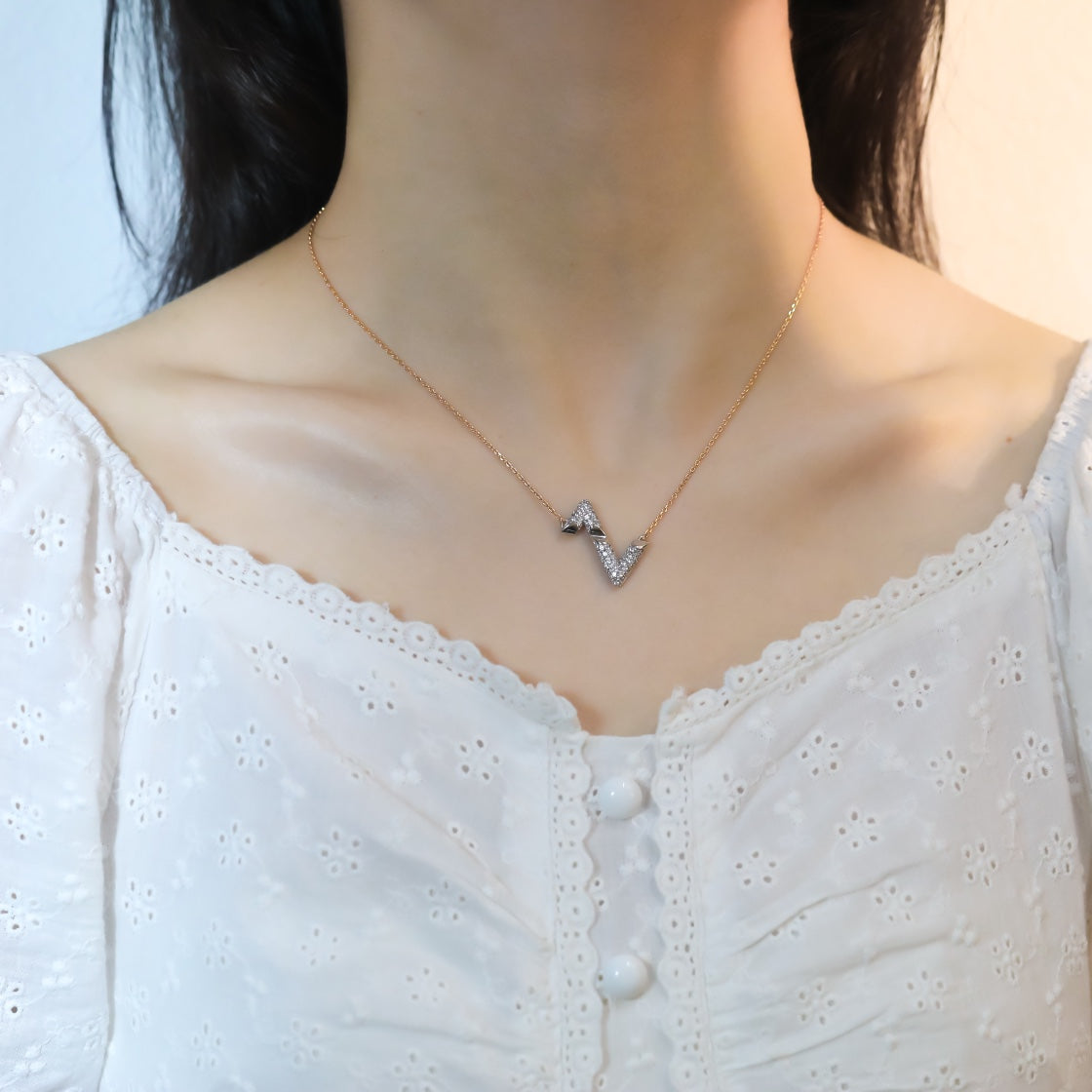 [Eterna Jewels]VOLT SILVER DIAMOND PEDANT NECKLACE