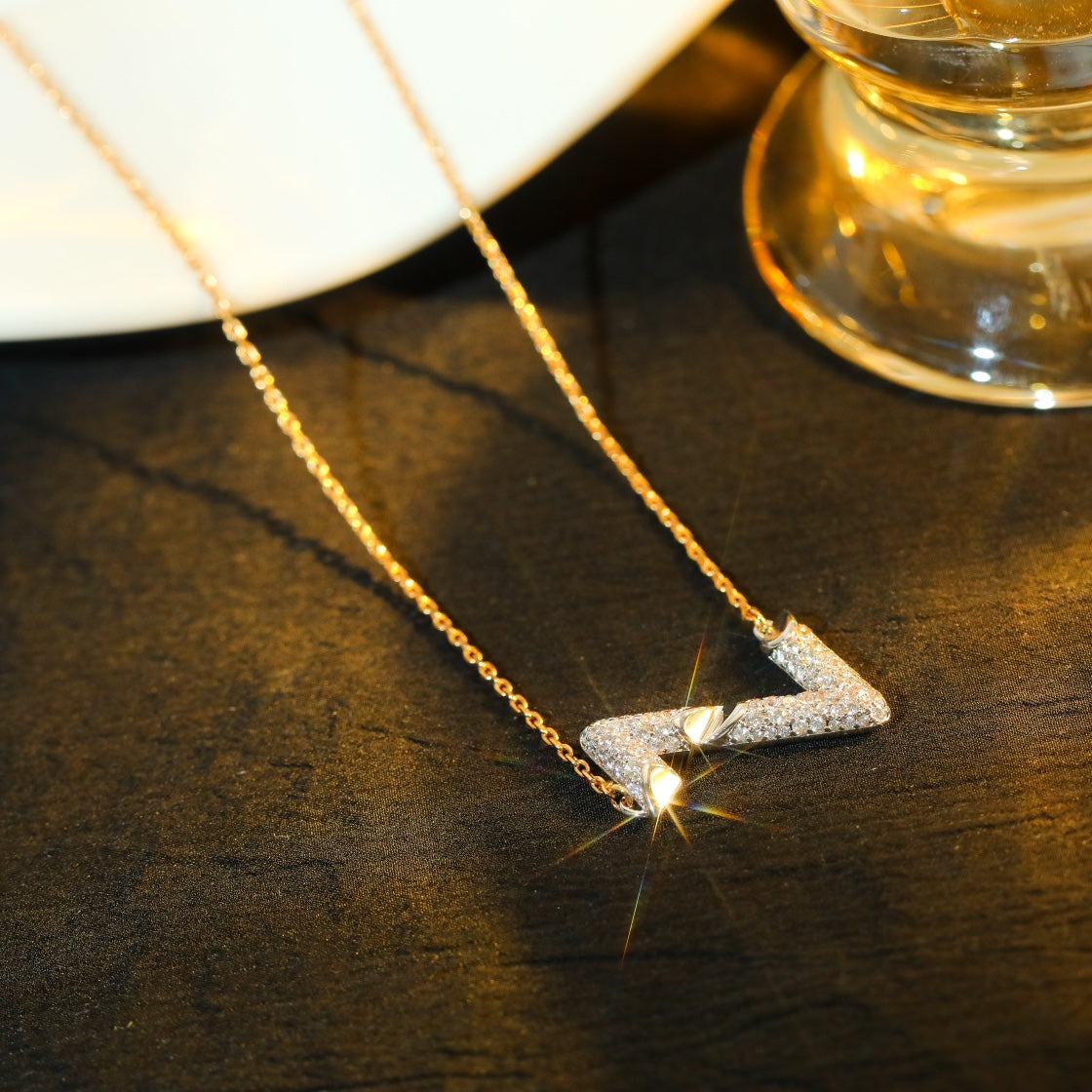 [Eterna Jewels]VOLT SILVER DIAMOND PEDANT NECKLACE