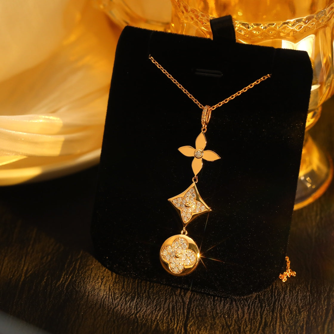 [Eterna Jewels]STAR AND SUN DIAMOND PINK GOLD NECKLACE