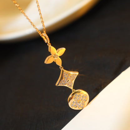 [Eterna Jewels]STAR AND SUN DIAMOND PINK GOLD NECKLACE