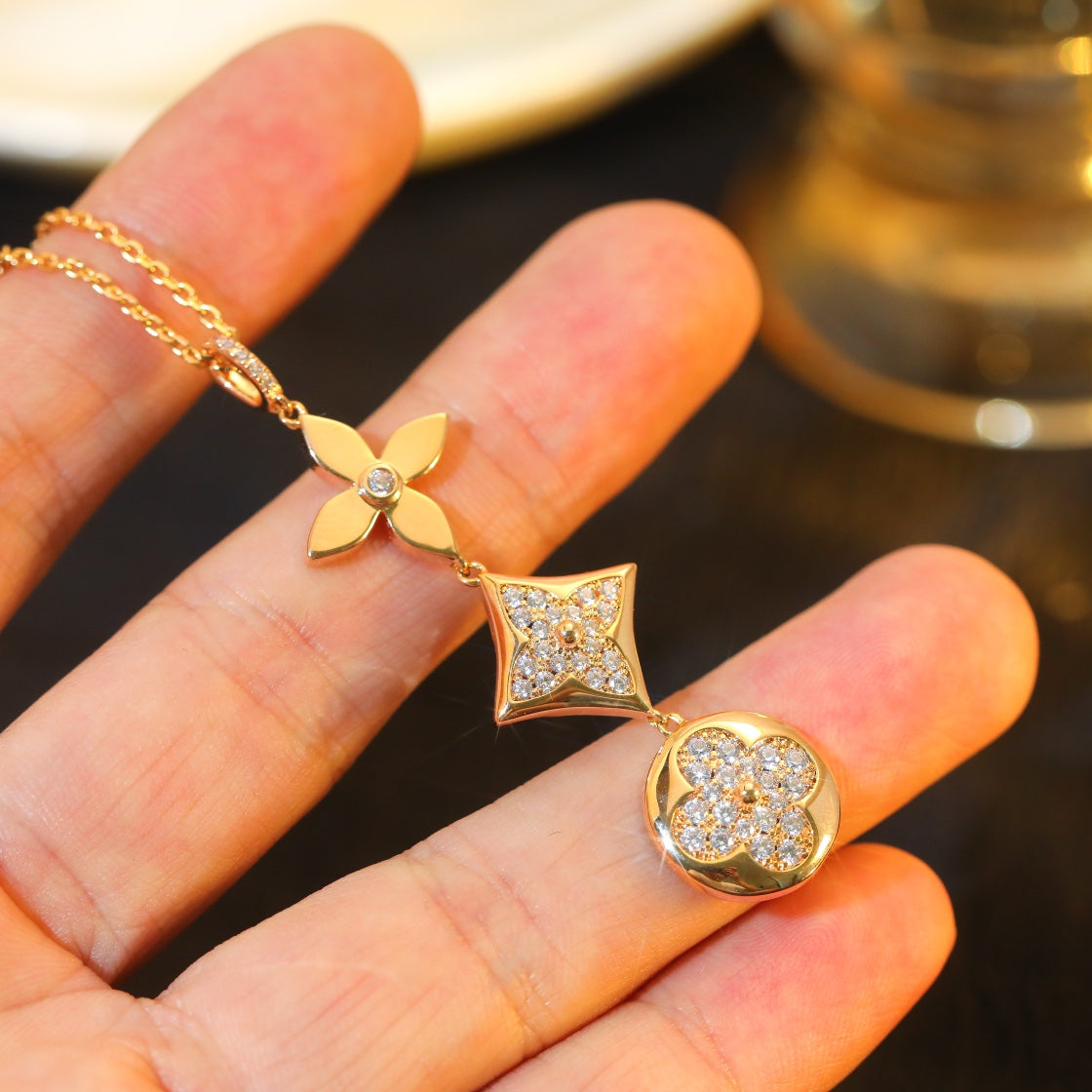 [Eterna Jewels]STAR AND SUN DIAMOND PINK GOLD NECKLACE