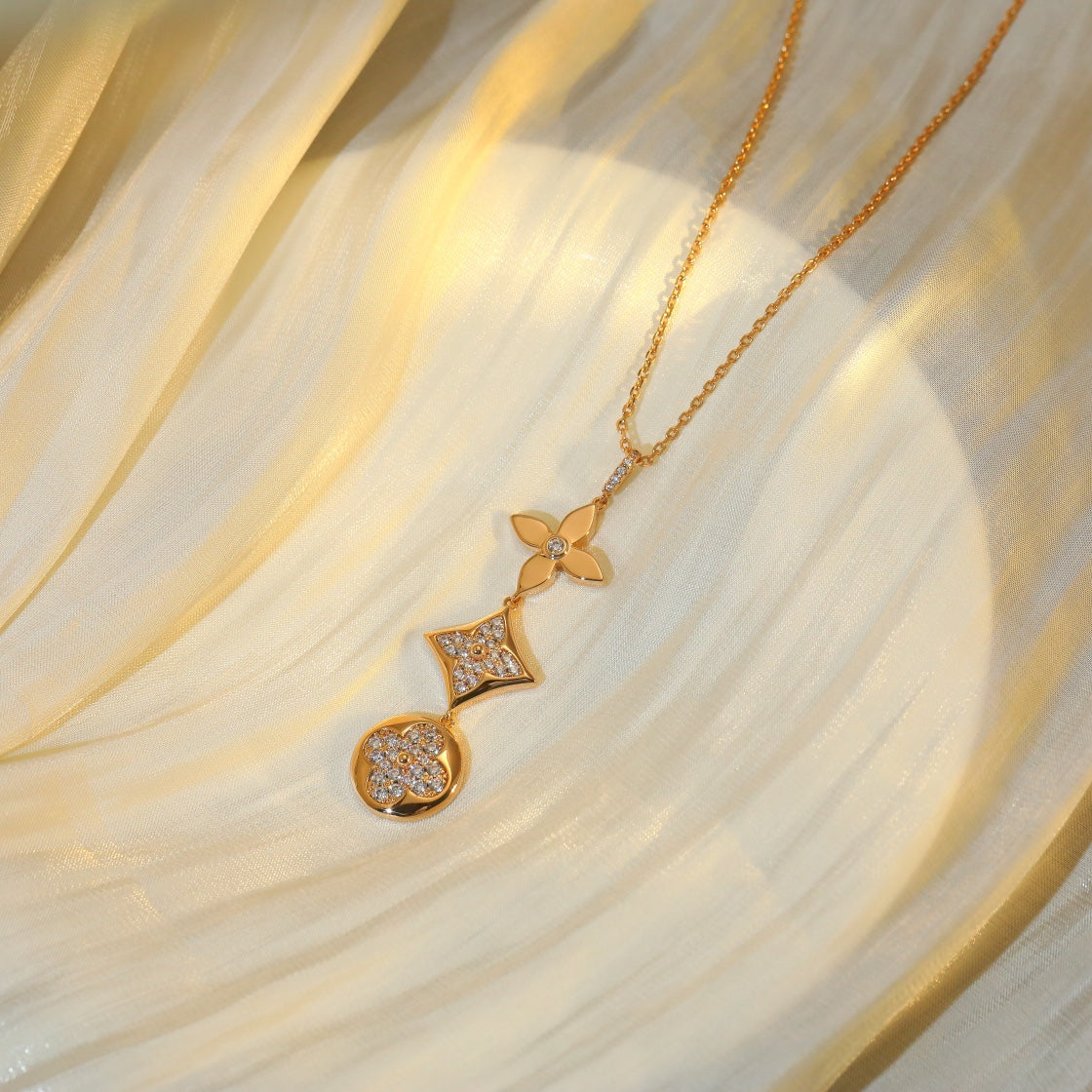 [Eterna Jewels]STAR AND SUN DIAMOND PINK GOLD NECKLACE