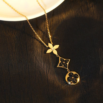 [Eterna Jewels]STAR AND SUN ONYX PINK GOLD NECKLACE