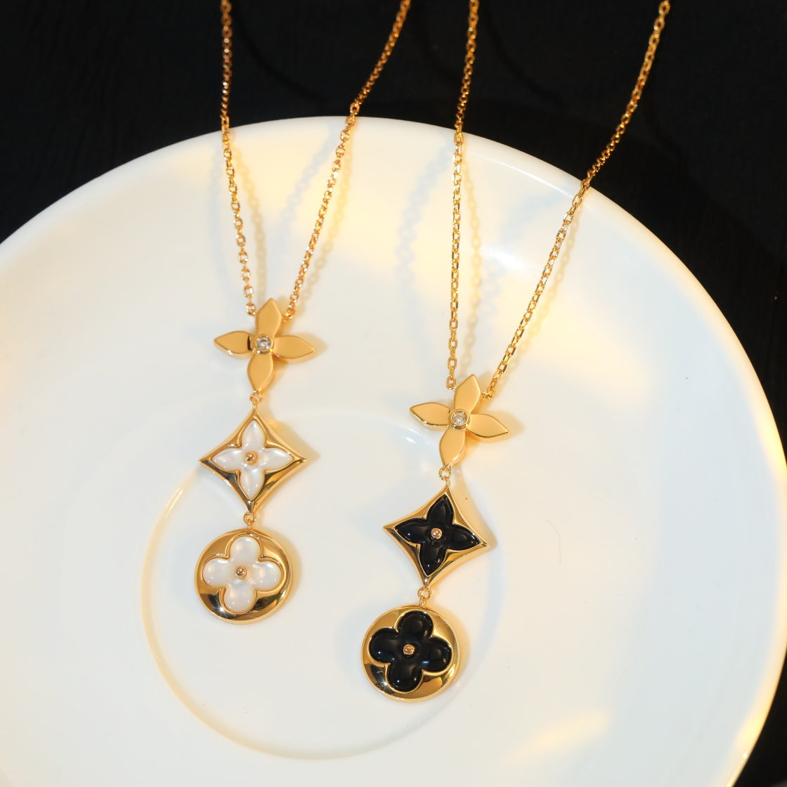 [Eterna Jewels]STAR AND SUN ONYX PINK GOLD NECKLACE