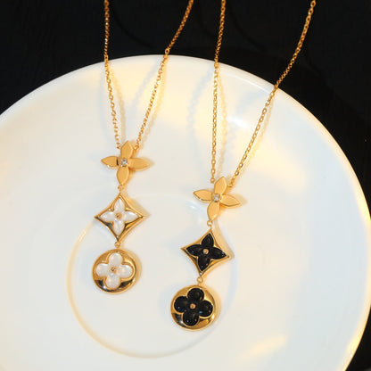 [Eterna Jewels]STAR AND SUN ONYX PINK GOLD NECKLACE
