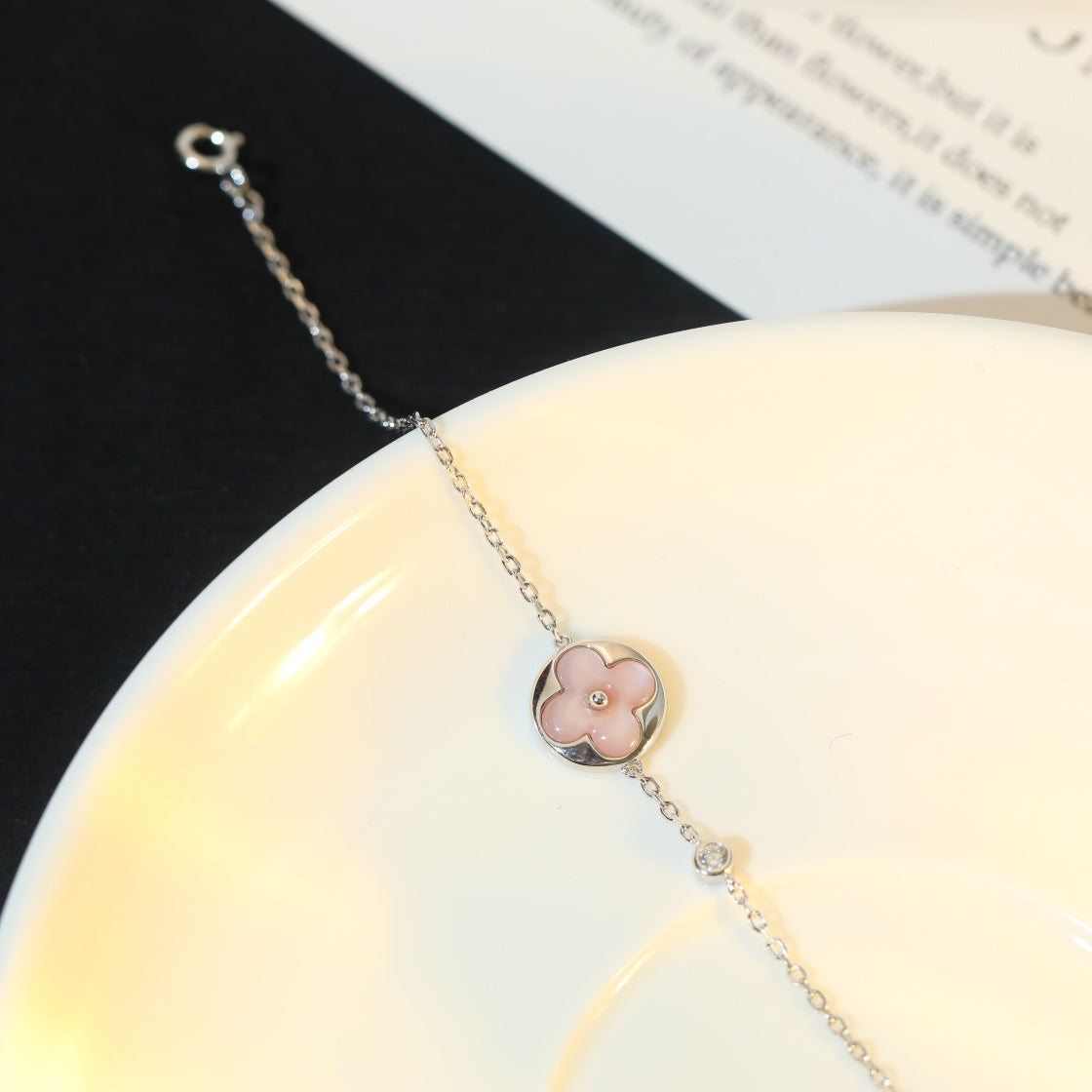[Eterna Jewels]SUN MOTIF PINK MOP SILVER BRACELET