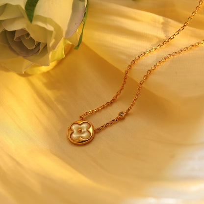 [Eterna Jewels]SUN PEDANT PINK GOLD 1 DIAMOND NECKLACE