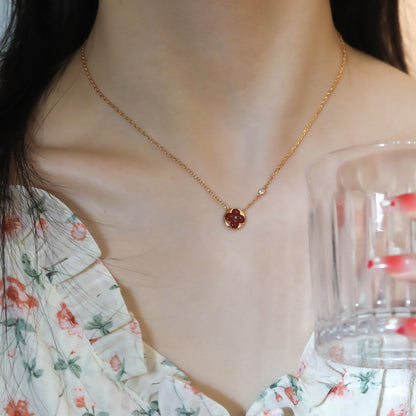 [Eterna Jewels]SUN PEDANT PINK GOLD 1 DIAMOND NECKLACE