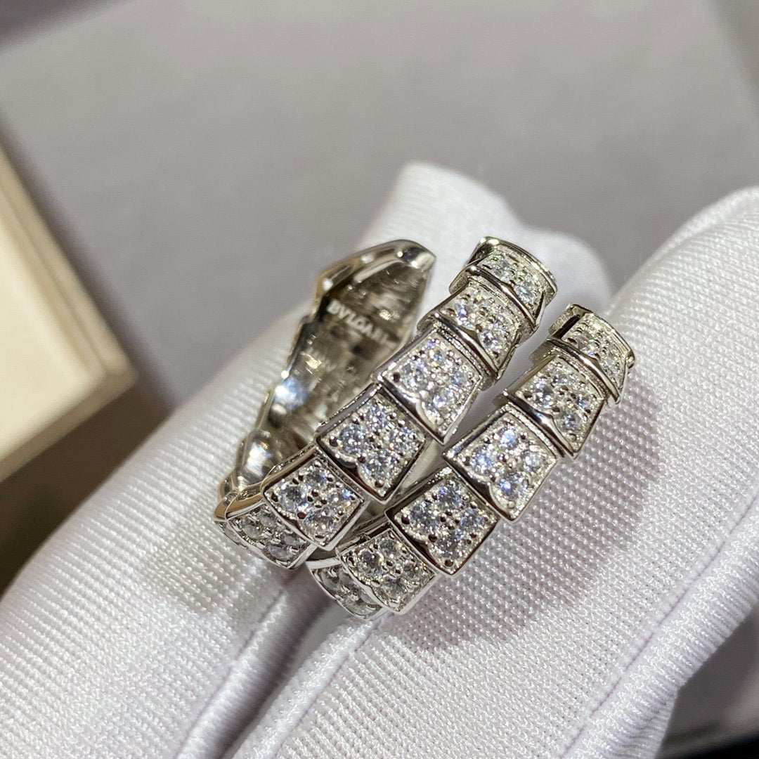 [Eterna Jewels]SERPENTI DOUBLE RING SILVER DIAMOND PAVED