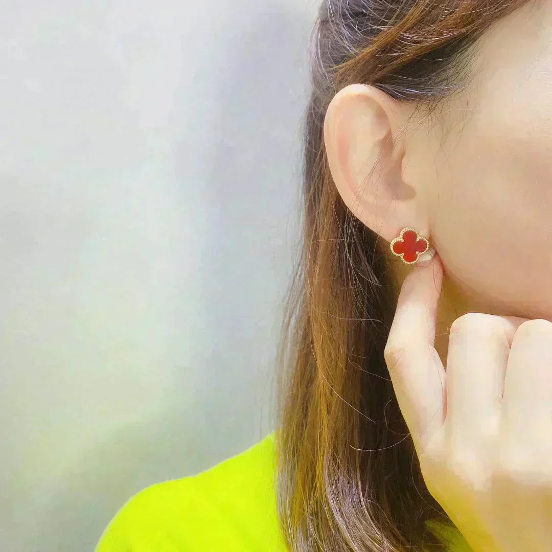 [Eterna Jewels]CLOVER MEDIUM 1 MOTIFS CARNELIAN  EARRINGS