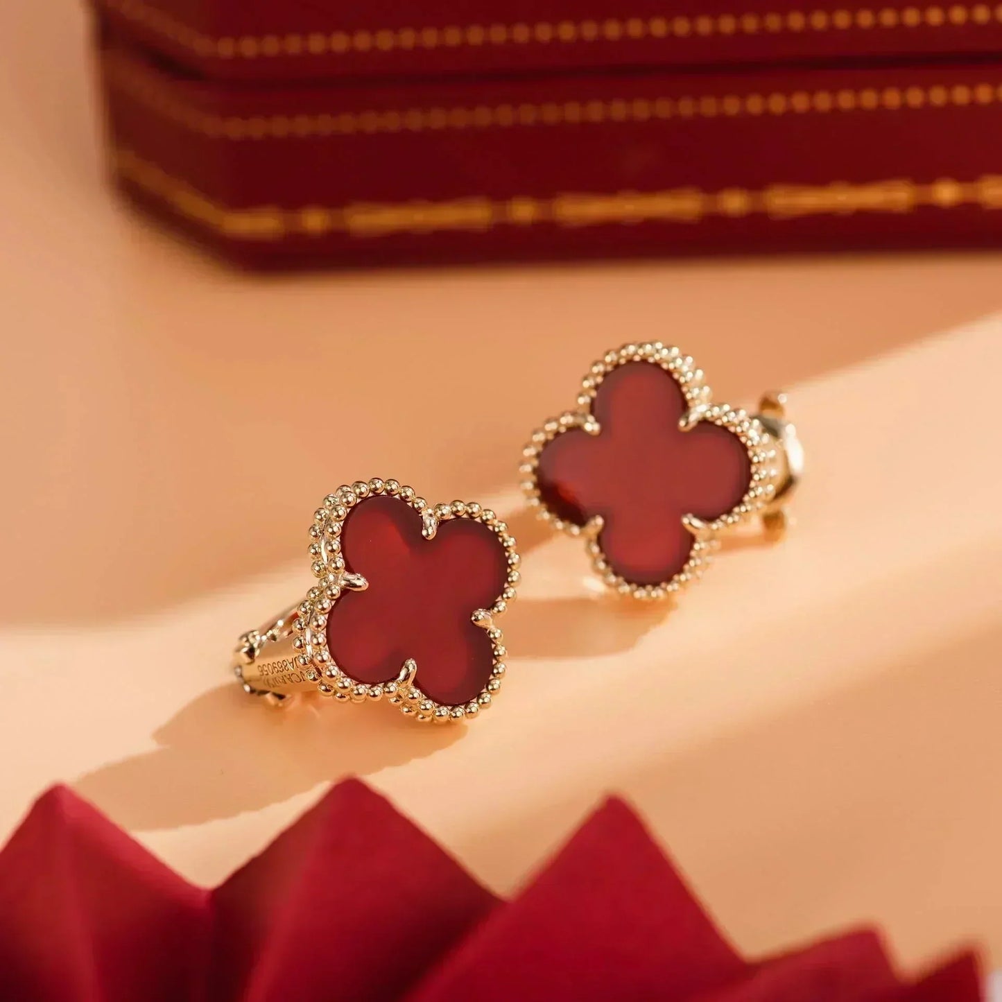 [Eterna Jewels]CLOVER MEDIUM 1 MOTIFS CARNELIAN  EARRINGS