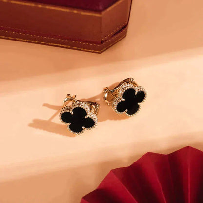 [Eterna Jewels]CLOVER MEDIUM 1 MOTIFS  ONYX STUD EARRINGS