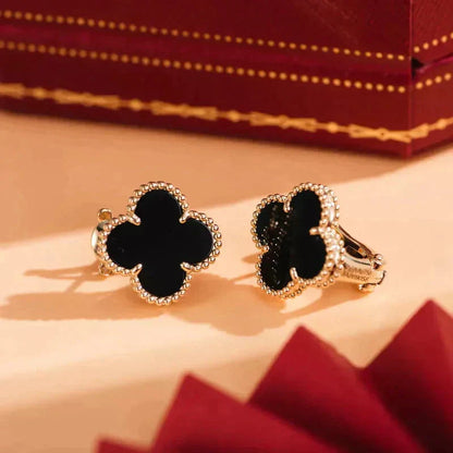 [Eterna Jewels]CLOVER MEDIUM 1 MOTIFS  ONYX STUD EARRINGS