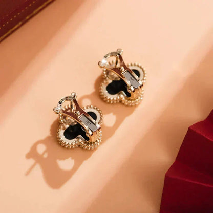 [Eterna Jewels]CLOVER MEDIUM 1 MOTIFS  ONYX STUD EARRINGS