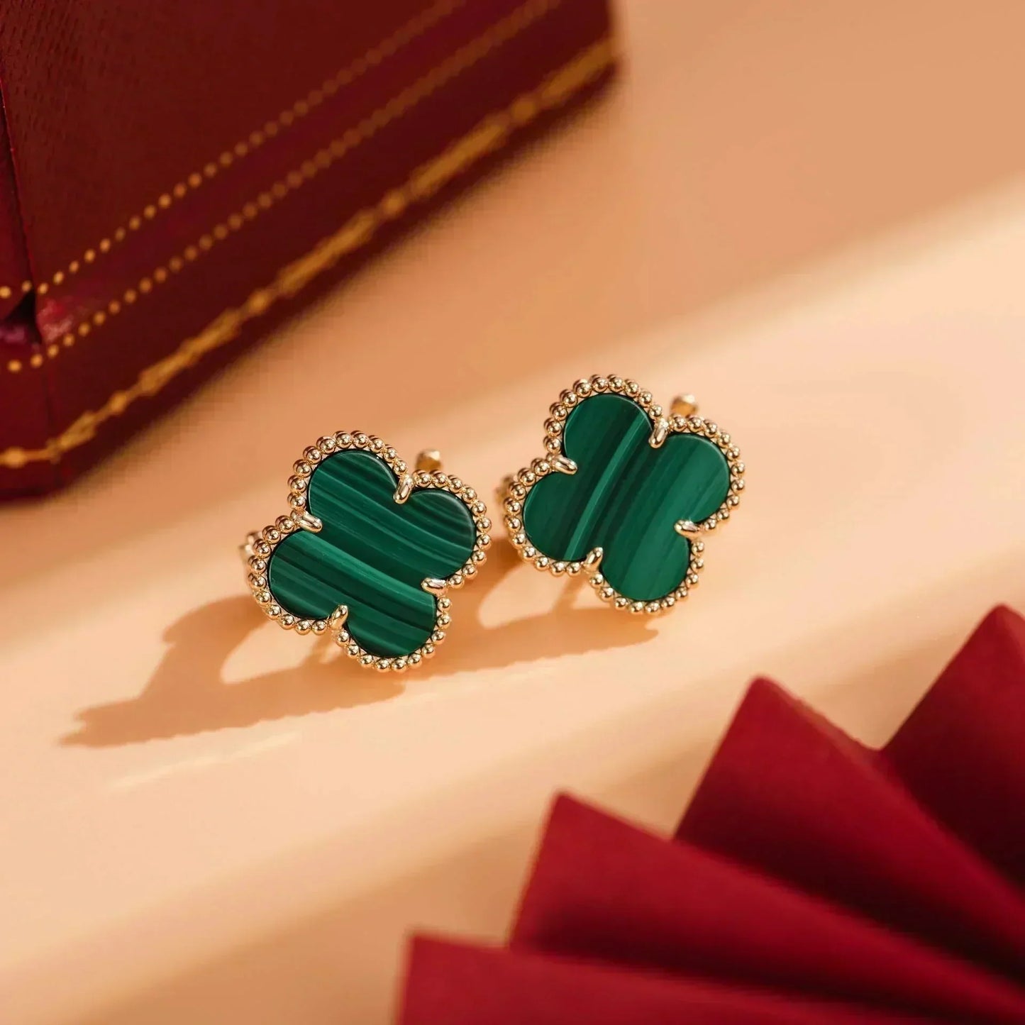 [Eterna Jewels]CLOVER MEDIUM 1 MOTIFS MALACHITE  EARRINGS