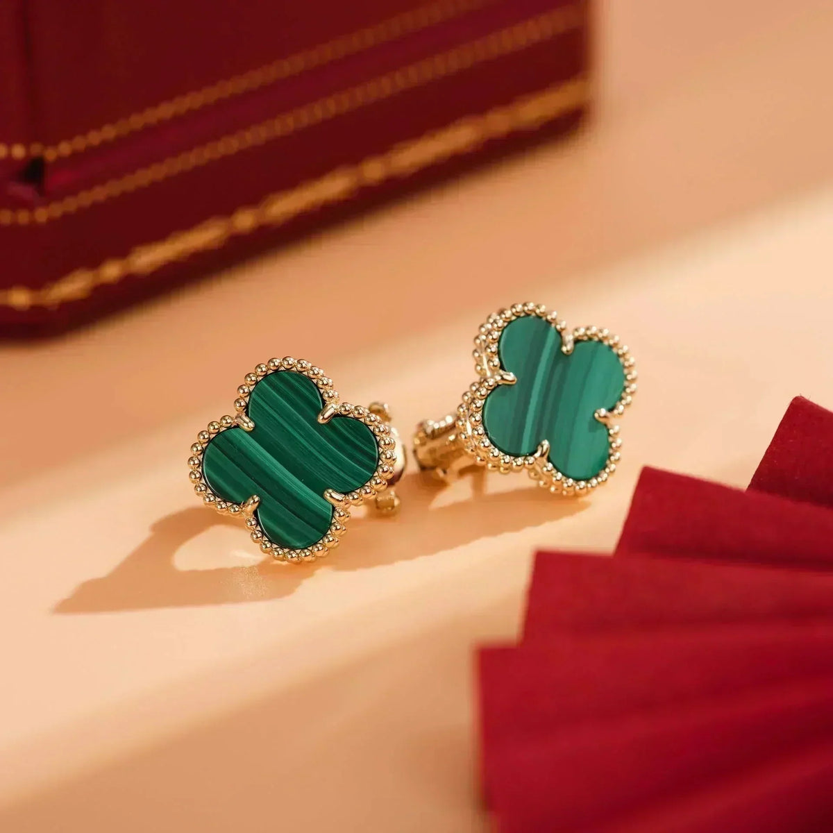 [Eterna Jewels]CLOVER MEDIUM 1 MOTIFS MALACHITE  EARRINGS