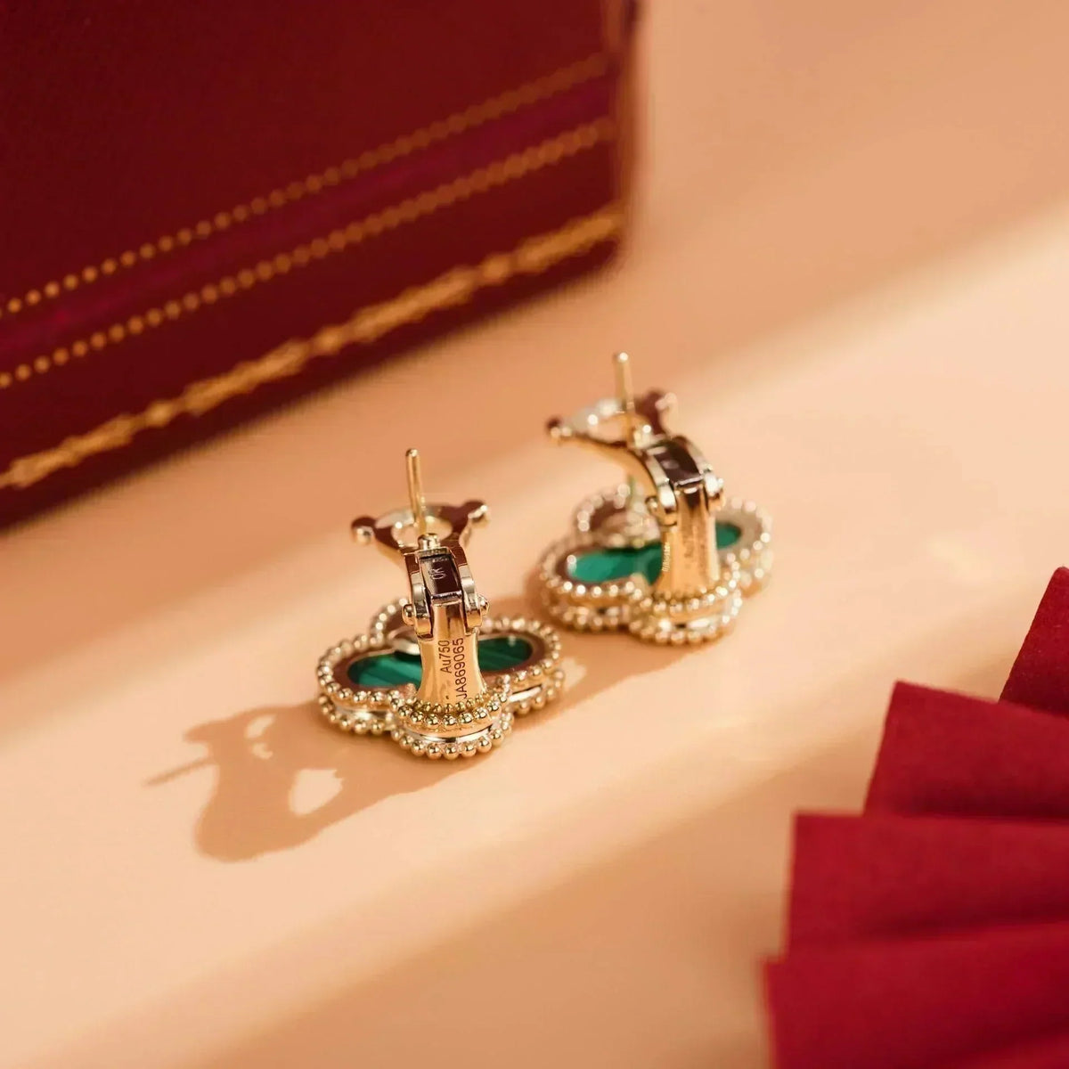 [Eterna Jewels]CLOVER MEDIUM 1 MOTIFS MALACHITE  EARRINGS