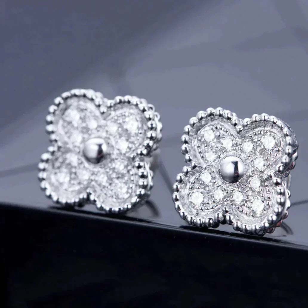 [Eterna Jewels]CLOVER 1 MOTIFS DIAMOND STUD EARRINGS SILVER