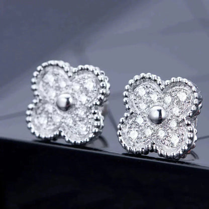 [Eterna Jewels]CLOVER 1 MOTIFS DIAMOND STUD EARRINGS SILVER