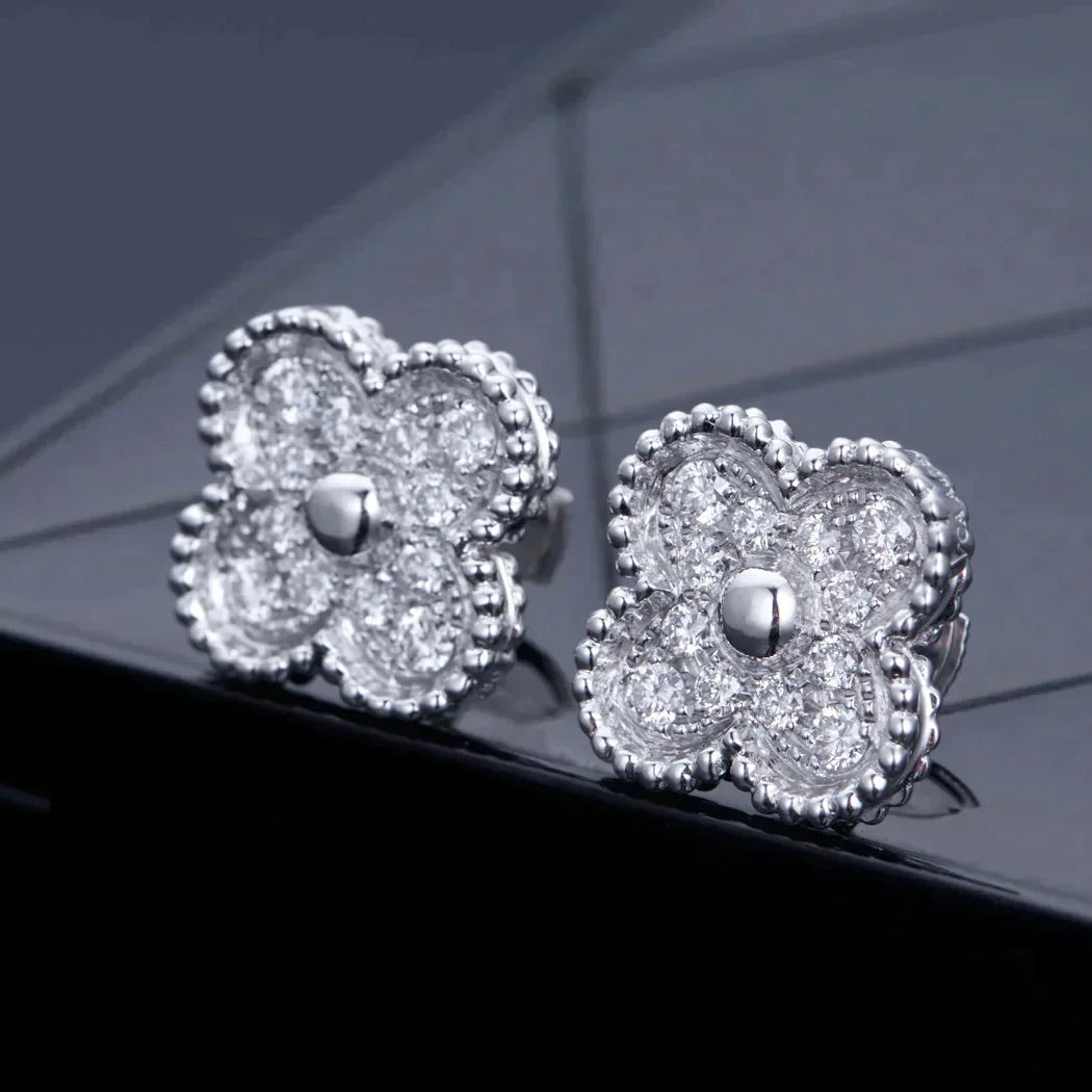 [Eterna Jewels]CLOVER 1 MOTIFS DIAMOND STUD EARRINGS SILVER