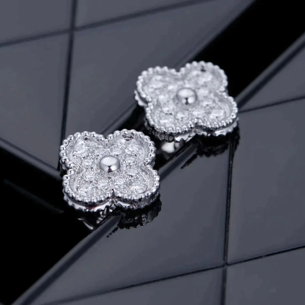 [Eterna Jewels]CLOVER 1 MOTIFS DIAMOND STUD EARRINGS SILVER