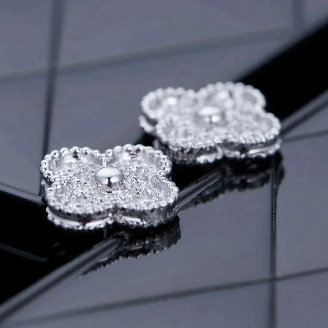 [Eterna Jewels]CLOVER 1 MOTIFS DIAMOND STUD EARRINGS SILVER
