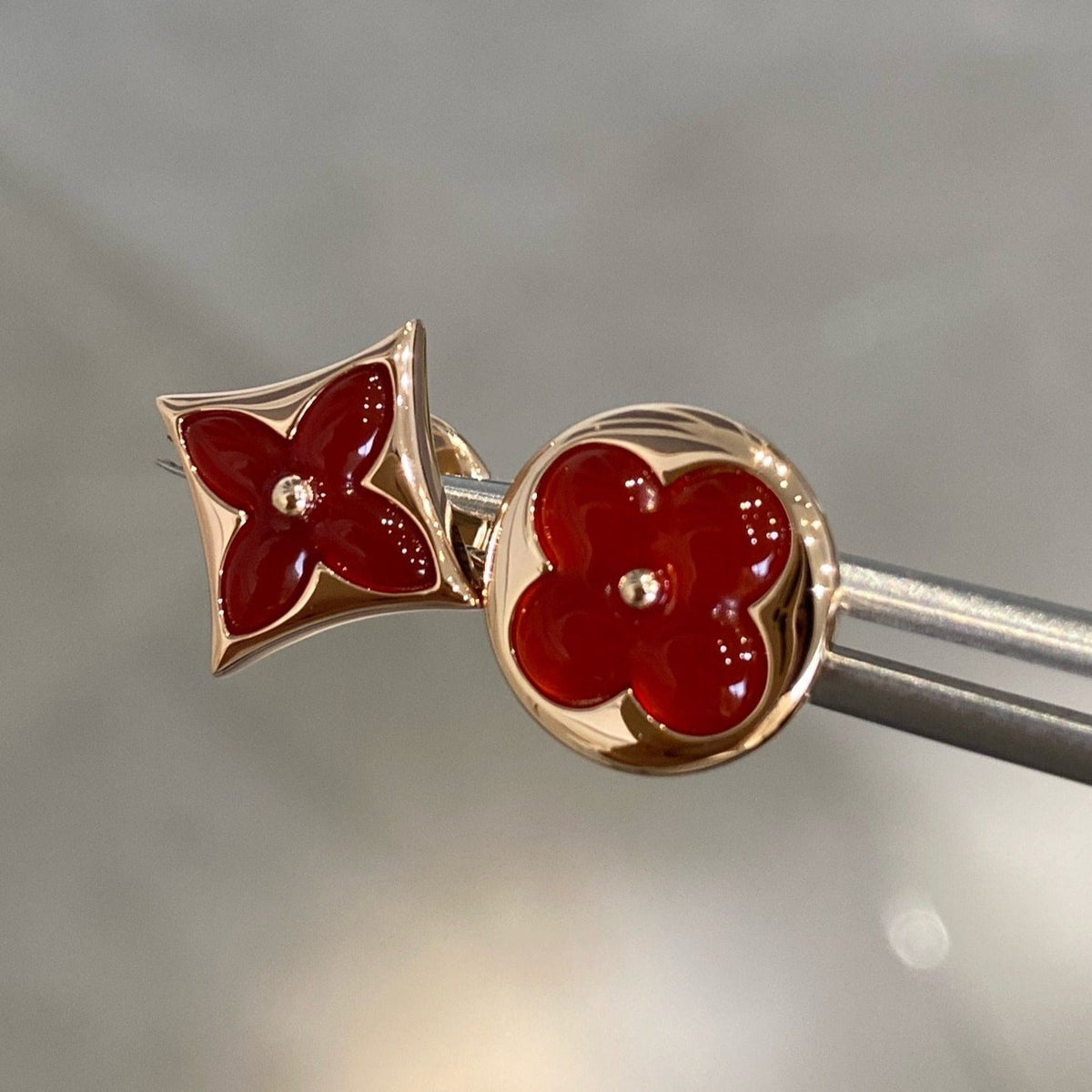 [Eterna Jewels]STAR AND SUN PINK GOLD CARNELIAN STUD EARRINGS