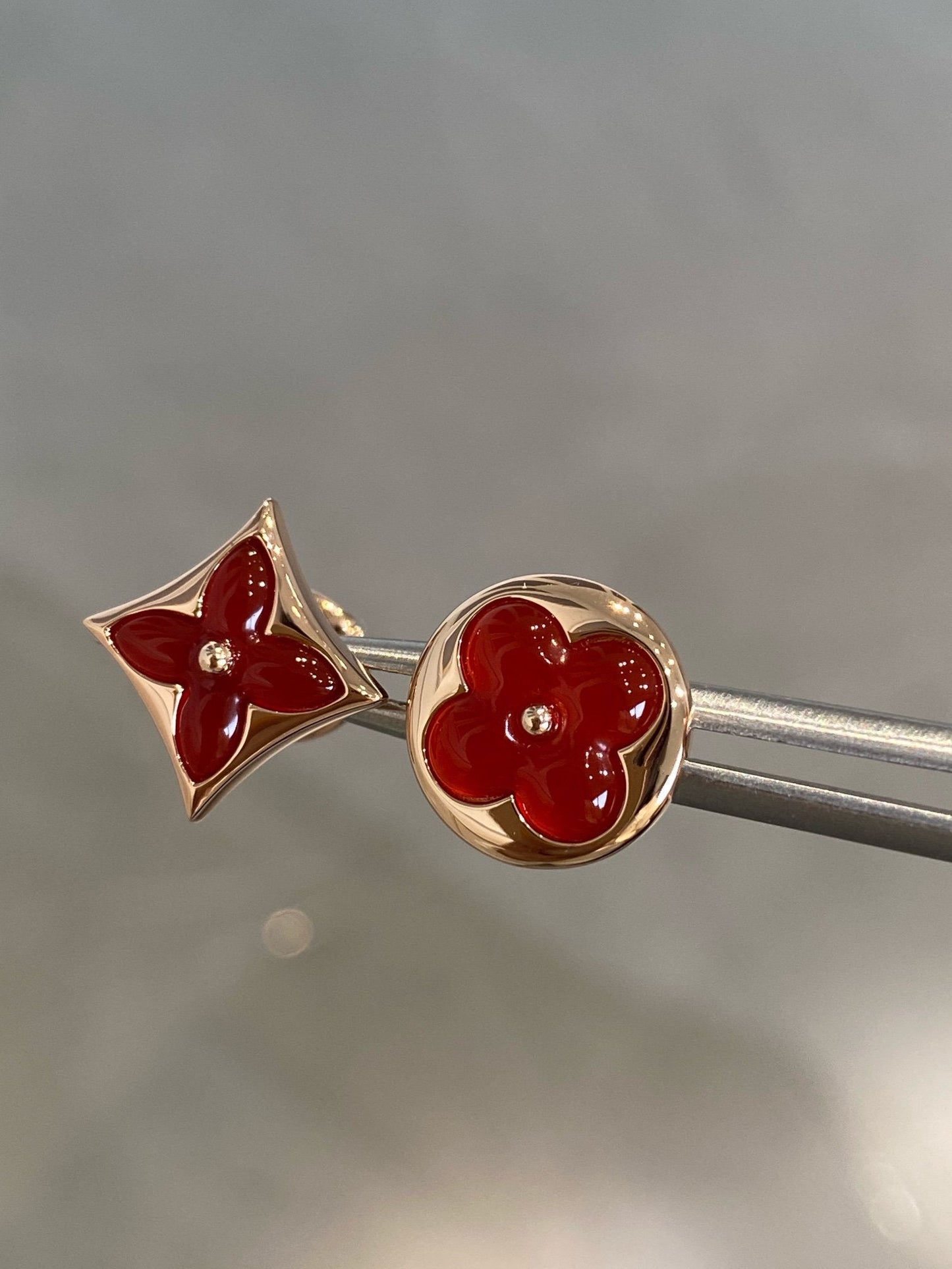 [Eterna Jewels]STAR AND SUN PINK GOLD CARNELIAN STUD EARRINGS