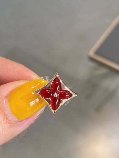 [Eterna Jewels]STAR AND SUN PINK GOLD CARNELIAN STUD EARRINGS