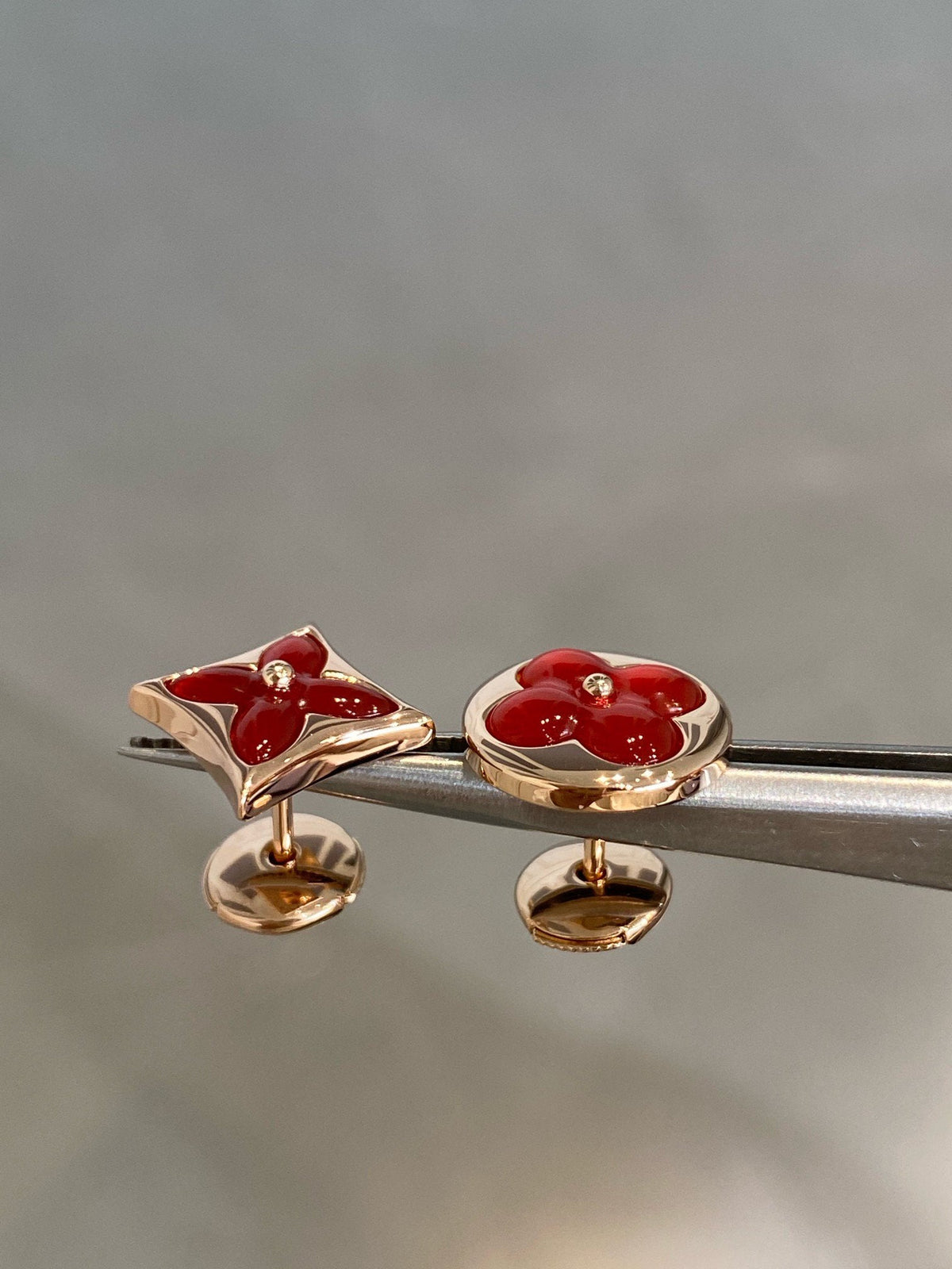 [Eterna Jewels]STAR AND SUN PINK GOLD CARNELIAN STUD EARRINGS