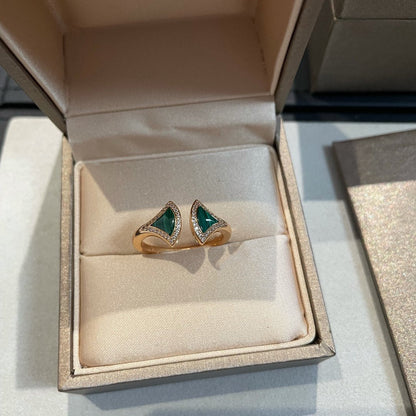 [Eterna Jewels]DREAM MALACHITE DIAMOND OPEN RING