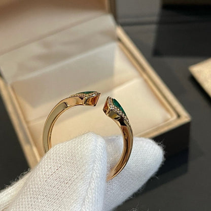 [Eterna Jewels]DREAM MALACHITE DIAMOND OPEN RING