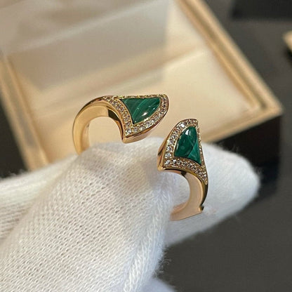 [Eterna Jewels]DREAM MALACHITE DIAMOND OPEN RING